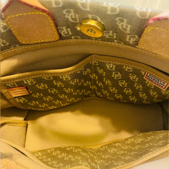 Dooney and Bourke Logo Tan and Brown DB Tote - Picture 5 of 5